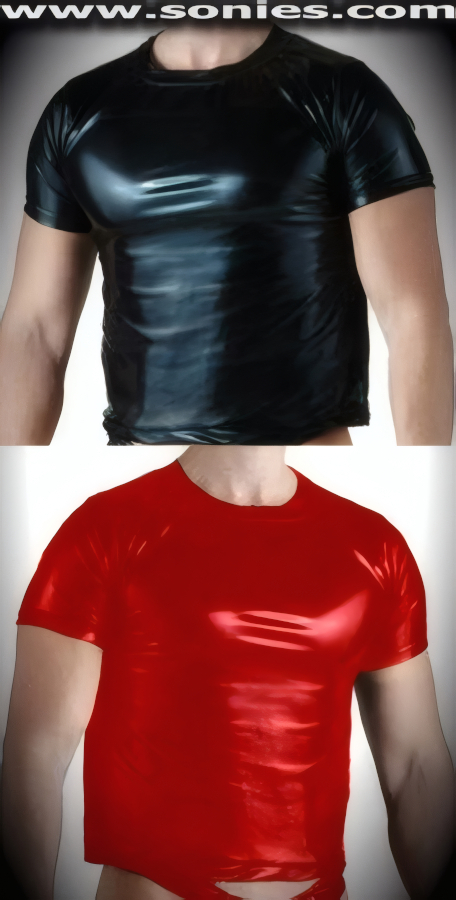 Men's Tyndareus Stretch Liquid Lam� Lycra Sculpted Dance Wear Crewneck Tee (15% Lycra, 85% Nylon).   Style: 100-127R