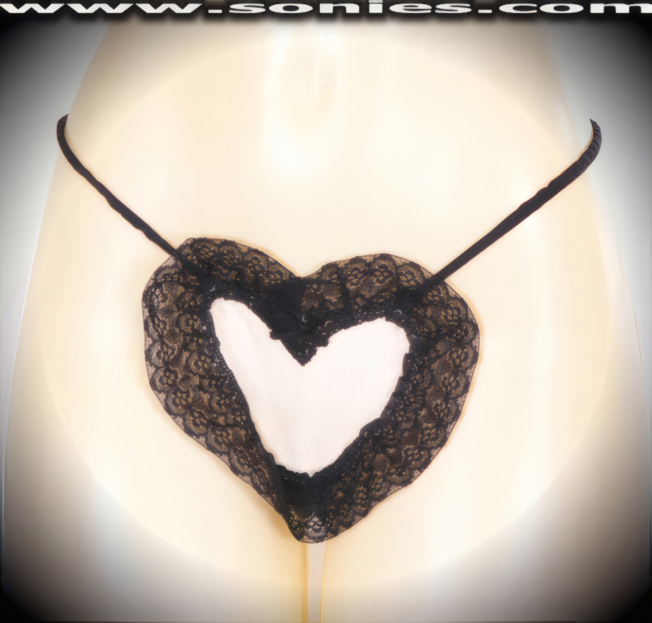 Love your body in this Venus heart shaped satin panty with micro lined scallop floral lace thong back. These stunning handcrafted panties features a silky soft satin fabric with black sheer scallop floral lace edging, and elasticized waistband to ensure a great fit, plus a bow front accent appliqu� finally. The low rise design makes the torso look longer for an incredibly seductive silhouette (100% Nylon. Wash delicate and hang dry).   Style: 144017