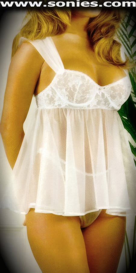Whimsical yet provocative in this magnificent Bernardita satiny soft sheer mesh with stretch floral lace two piece set. A must-have flirty seductress underwired babydoll with soft shirring shoulder straps, satin hem trimming, plus a satin rosette bow appliqu� detailing finish. Includes a matching sheer thong back panty with lace edging (100% Nylon, exclusive of trim. Hand wash cold and drip dry. Do not bleach). May be worn with stiletto heel shoes to create a phenomenal look. This style is perfect for bedroom performance, life style events, monthly play parties, fetish events, adult alternative lifestyle gatherings, bachelor parties and gentleman's clubs.   Style: 1519