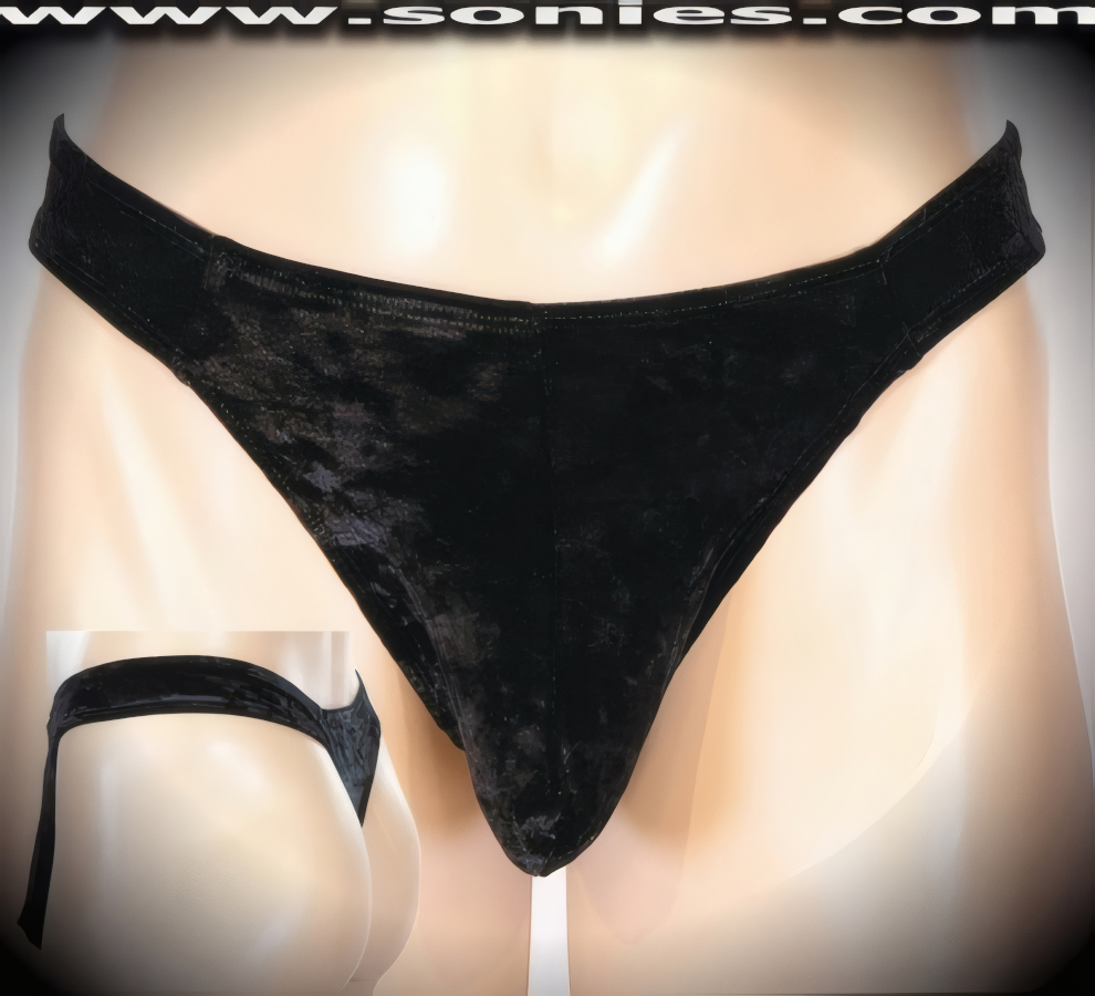 Men's Palladium Final Seduction Luxurious Stretch Velvet Dance Wear Thong with Unlined Contoured Front Pouch to provide support and room for your package. This is a thong that stretches to impart a comfortable body-hugging and supportive fit.   Style: 444-004