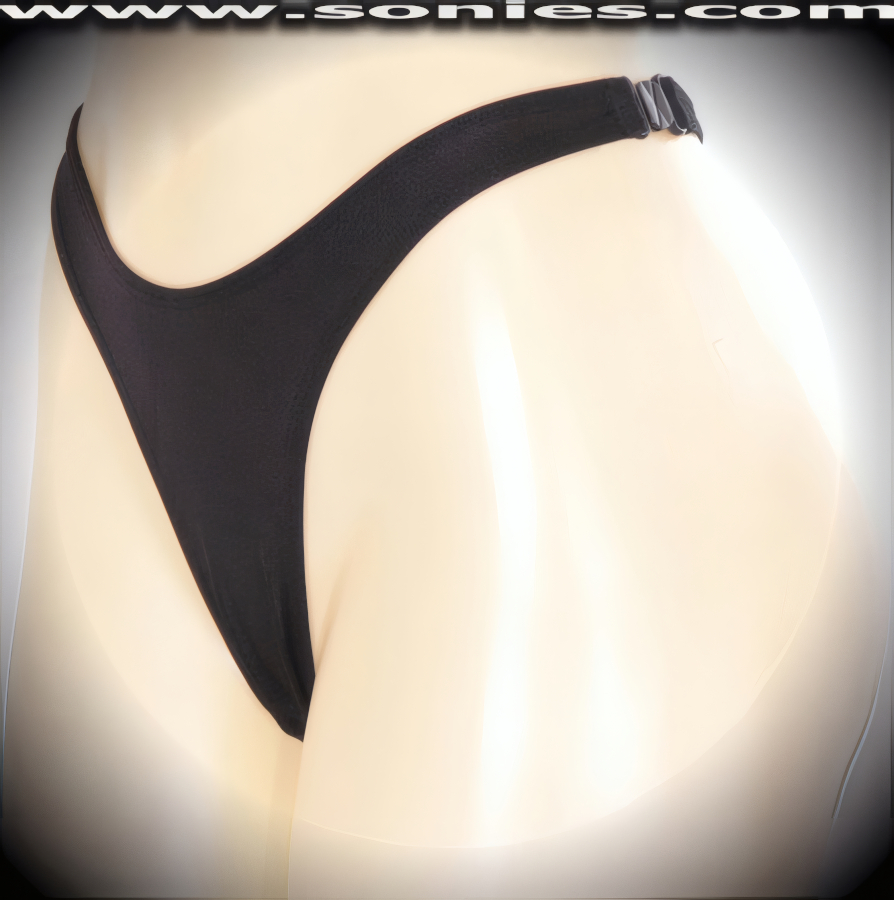 Make a sexy splash in this bombshell adult performer's low-rise Annapurna scoop front stretch Lycra center stage dance wear thong back bottom with lined crotch detailing, plus side clasp closures for off and on ease finally. Crafted using quality 4 way stretch Lycra fabric to trace your bodies contour and ensure a great fit (15% Lycra, 85% Nylon exclusive of trim. Hand wash cold and drip dry, no bleach). It pairs beautifully with any number of risqu� tops. May be worn with stiletto heel shoes to create a phenomenal look. This style is perfect for stage, bedroom performance, life style events, pride week, monthly play parties, fetish events, adult alternative lifestyle gatherings, bachelor parties and gentleman's clubs.   Style: 522