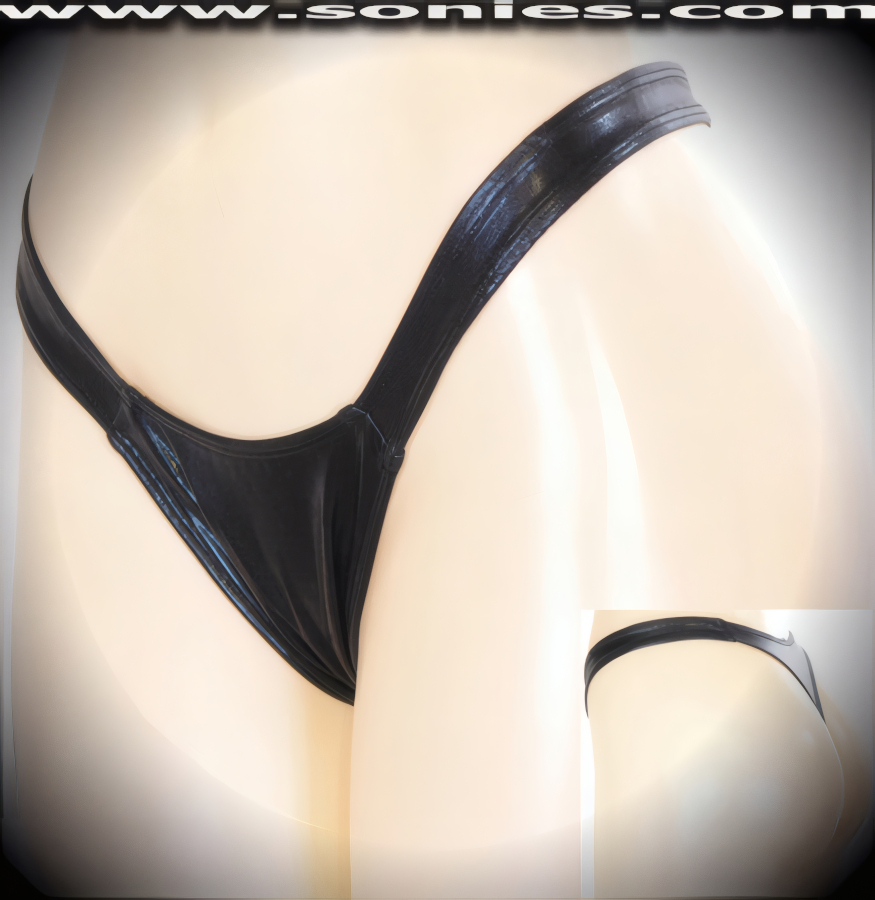 Tease him mercifully in this Tantalizing Xanthippe Stretch Lycra Dance Wear Thong Back Bottom with Lined Crotch Detail Finish (15% Lycra, 85% Nylon).   Style: 551-002SC