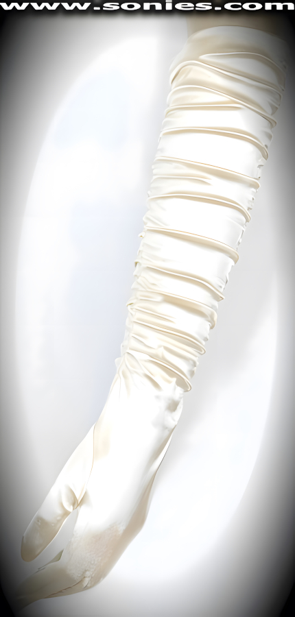 You can't be trusted in these Abeona shiny and luxurious over-the-elbow length satin Lycra gloves with side stitching for that added gather look (15% Lycra, 85% Nylon). It pairs beautifully with any number of vestures. This style is perfect for formal, bridal, prom, d�butante, Opera Ball, plus for professional entertainers such as can-can dancers and burlesque performers (particularly to perform a gown-and-glove dance).   Style: AC-GLOVE4