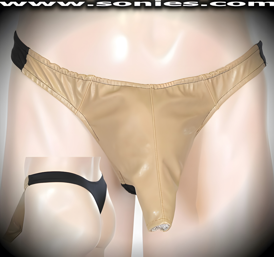 Men's Freedom Extender Nail Pop Patent Leather Dance Wear Thong. Exquisitely designed with Front Shaft Opening plus Stretch Lycra Back to Provide just the right amount of stretch for a Comfortable Body-Hugging and Supportive Fit. Remarkable and sexy-looking for all those special occasions.   Style: SHR-550I