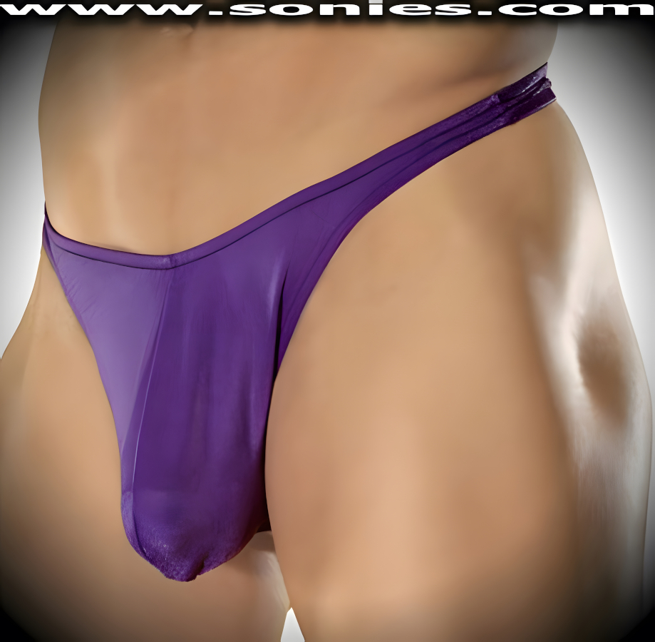 Men's Eros Stretch Lycra Dance Wear Thong with Unlined Contoured Front Pouch to provide support and room for your package. This is a thong that stretches to impart a comfortable close-fitting and supportive fit (15% Spandex, 85% Nylon).   Style: UMR-105T