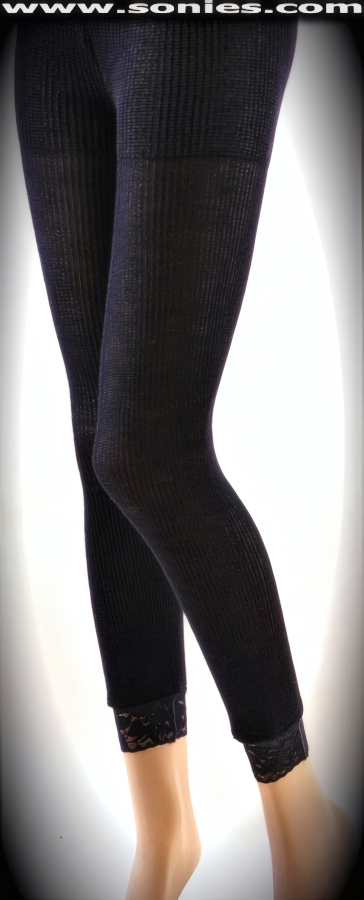 Alegr�a y Diversi�n awaits You in these Fabulous Stretch Knit Footless Warmer Leggings with Delicate Elasticized Scallop Flora Lace Ankle Trim Detail Finish (2% Spandex, 1% Nylon, 97% Acrylic). Adds a fresh new look to your wardrobe. Conforms to your curves for a sleek comfortable fit. This style is suitable for evening wear, day wear, special occasions and club wear.   Style: 247FL-L