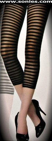 Transform yourself into an exotic passionate soul wearing these enchanting Toresa stretch Lycra opaque and sheer horizontal stripe pull-on Capri with single seam and elasticized waistband detail finish (12% Lycra, 88% Nylon, exclusive of trim. Hand wash cold and drip dry. Do not bleach). Adds a fresh new look to your wardrobe. Conforms to your curves for a sleek comfortable fit. This style is suitable for Eveningwear, Daywear, Special Occasions and Club Wear.   Style: 34236