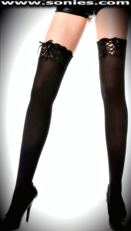 Take Control of Any Crisis wearing these Magnificent Trilobite Stretch Opaque Thigh High Stockings with 3�-Inch Stretch Floral Lace Top Band and Adjustable Satin Ribbon Bi-Directional Lace-Up to keep them up extremely well. May be worn reversibly on front or back (100% Nylon). Can be worn in conjunction with your favorite garter belt. This style is suitable for Eveningwear, Daywear, Special Occasions and Club Wear.    Style: 4748
