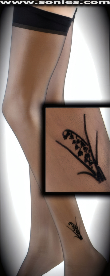 A Passionate Blend with Prevailing Sex Appeal in this plus size Christian Dior, Diorvogue ultra sheer thigh high stockings with invisible supertoe sandal foot refinement. Eye-alluring delicately embossed lilies appliqu� accent detail finally on ankle of single leg only (100% Nylon exclusive of trim. Hand wash cold and drip dry, no bleach). Should be worn in conjunction with your favorite garter belt. This style is suitable for evening wear, day wear, special occasions and club wear.   Style: 5350CDQ
