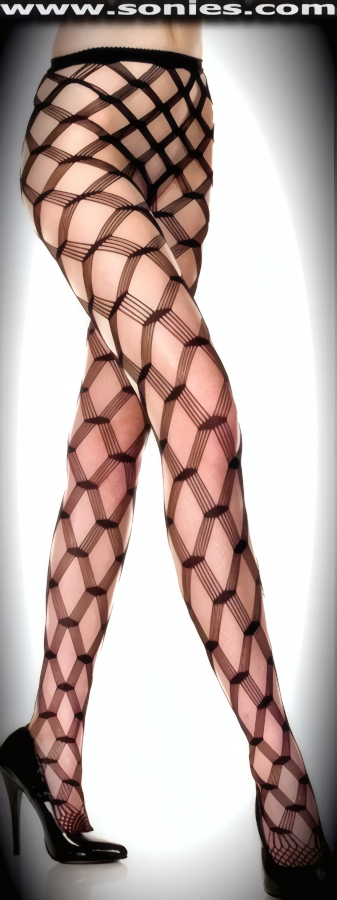 Deviously Distracting in these Turbulently Sexy Multi Stretch Lycra Fence Net Pantyhose. None visible crotch to waist seam and sandal foot finally. Adds a fresh new look to your wardrobe. Conforms to your curves for a sleek comfortable fit. This style is suitable for Eveningwear, Daywear, Special Occasions and Club Wear (12% Spandex, 88% Nylon exclusive of trim. Hand wash cold and drip dry. Do not bleach).   Style: 542