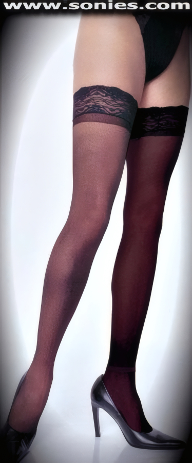 Absolutely Daring and Very Flattering in these Plus Size Sheer WonderBra Impressions Ultra Silk Stay-Up Lycra Thigh High Stockings. This lace top thigh high stockings can be worn with or without garters. Sandal Foot with Sure-Grip 2-Inch Wide Floral Lace Top Band, and Two Silicone Strips to Keep Them Up. Experience the decadence and luxury of these Lycra stockings on your legs. These make a perfect accompaniment to a Bridal ensemble, as well as for any special occasion (22% Lycra, 78% Nylon).   Style: 6251WBQ