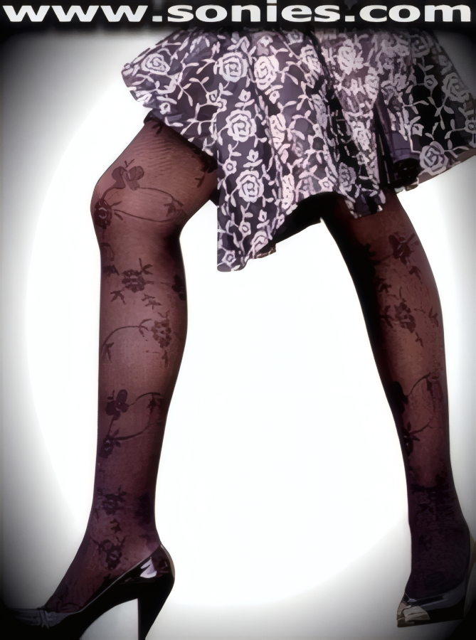 Fancy Honolulu Floral Soft Mesh Fashion Tights. Single seam with reinforced toe finally. Adds a fresh new look to your wardrobe. Conforms to your curves for a sleek comfortable fit. This style is suitable for Eveningwear, Daywear, Special Occasions and Club Wear (100% Nylon, exclusive of trim. Hand wash cold and drip dry. Do not bleach).   Style: 686T1