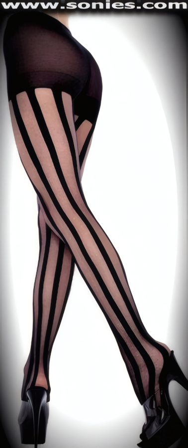 Be Unremittingly Fun Seeking in these Devonian Sheer and Opaque Striped Pantyhose. Single seam with sandal foot finally. Adds a fresh new look to your wardrobe. Conforms to your curves for a sleek comfortable fit. This style is suitable for Eveningwear, Daywear, Special Occasions and Club Wear (100% Nylon, exclusive of trim. Hand wash cold and drip dry. Do not bleach).   Style: 7056