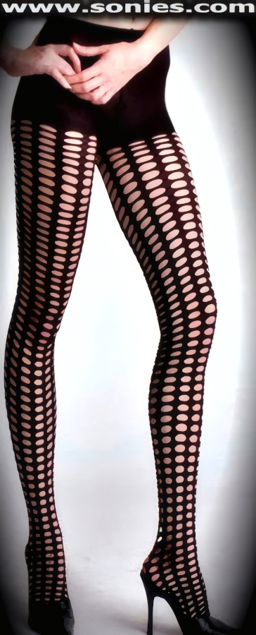 Dominate in these Eye-Captivating Quaternary Open Hollow Stretch Lycra Tights. Single seam with sandal foot finally. Adds a fresh new look to your wardrobe. Conforms to your curves for a sleek comfortable fit. This style is suitable for Eveningwear, Daywear, Special Occasions and Club Wear (12% Spandex, 88% Nylon exclusive of trim. Hand wash cold and drip dry. Do not bleach).   Style: 7191