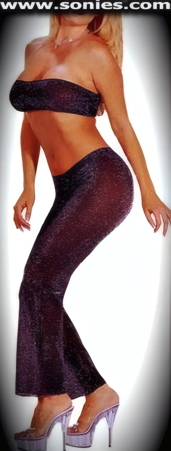 Dangerously Sexy in this magnificent Serra da Estrela semi-translucent lusty glittery lurex two piece set. Seductive pull-on barely-there style tube top with complementing curve hugging pull-on sleek long skirt to complete this magnificent vesture (35% Lurex, 65% Nylon exclusive of trim. Hand wash cold and drip dry. Do not bleach). It pairs beautifully with any number of risqu� gloves. May be worn with stiletto heel shoes or boots to create a phenomenal look. This style is perfect for stage, life style events, pride week, monthly play parties, fetish events, adult alternative lifestyle gatherings, bachelor parties, club wear, nightclubs, dance clubs and gentleman's clubs.   Style: 9793