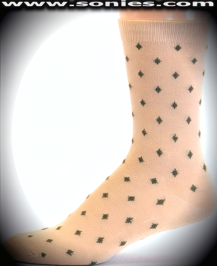 Sophisticated Gentleman's basic Lycra Dress Socks with Elegant Contrasting Diorite Pattern Design. Lightweight material designed to stay up on the leg (65% Acrylic, 20% Lycra, 15% Nylon/Reinforced Toe and Heel).    Style: AK-A003M