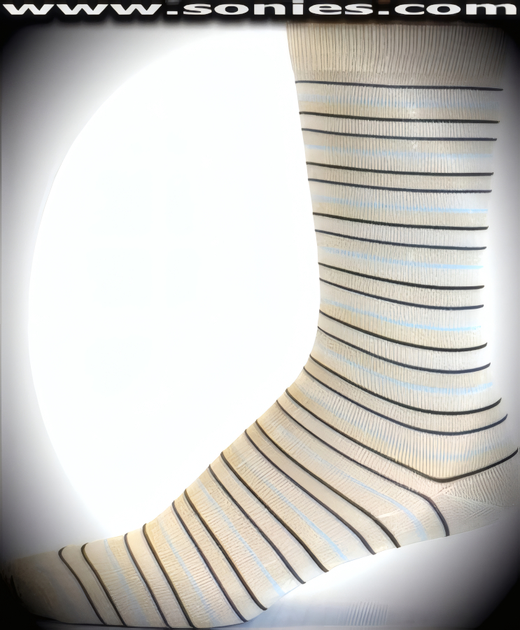 Sophisticated Gentleman's Fancy Free Lycra Dress Socks with Elegant Contrasting Horizontal Stripes Design. Lightweight material designed to stay up on the leg (65% Acrylic, 20% Lycra, 15% Nylon/Reinforced Toe and Heel).    Style: AK-A004M