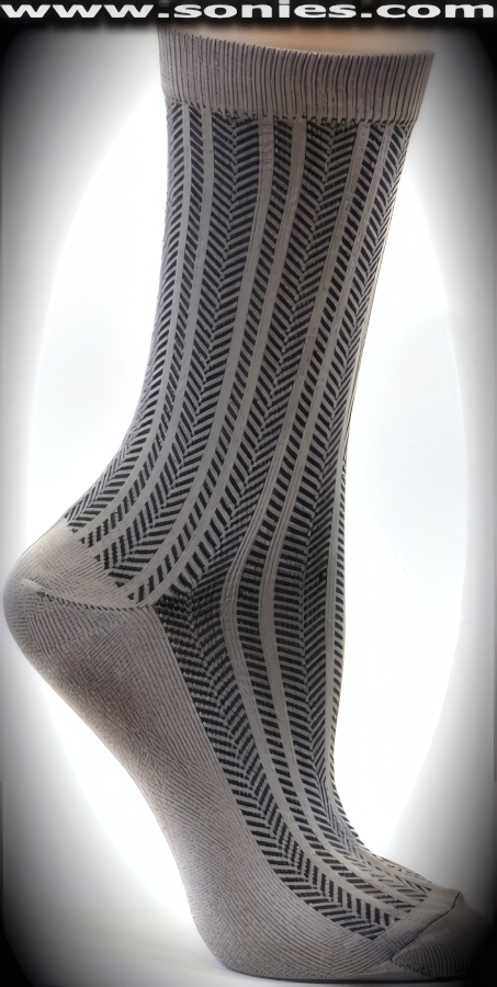 SC� Stretches Fine Semi Sheer Chic Women's Dress Socks with Shasta Herringbone Strand Design (5% Lycra, 70% Rayon, 25% Nylon. Reinforced toe and heel).    Style: AK-A007