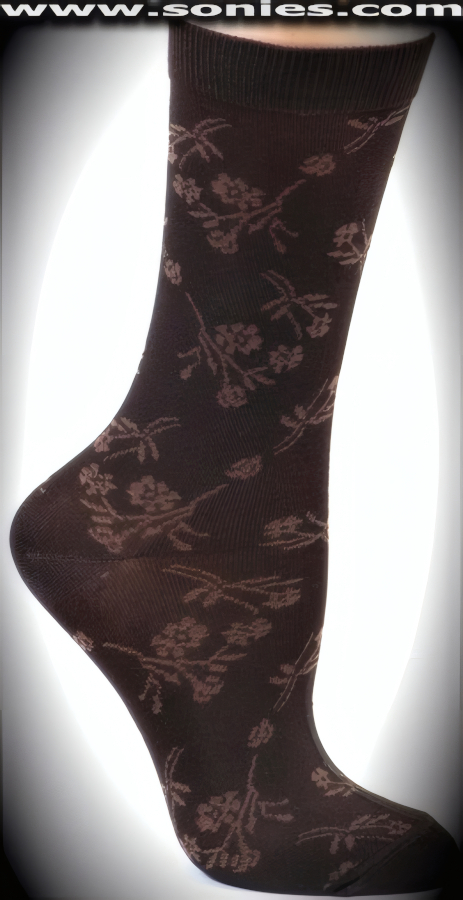 SC� Stretches Fine Semi Sheer Chic Women's Dress Socks with Mulhac�n Floral Strand Design (5% Lycra, 70% Rayon, 25% Nylon. Reinforced toe and heel).    Style: AK-A014