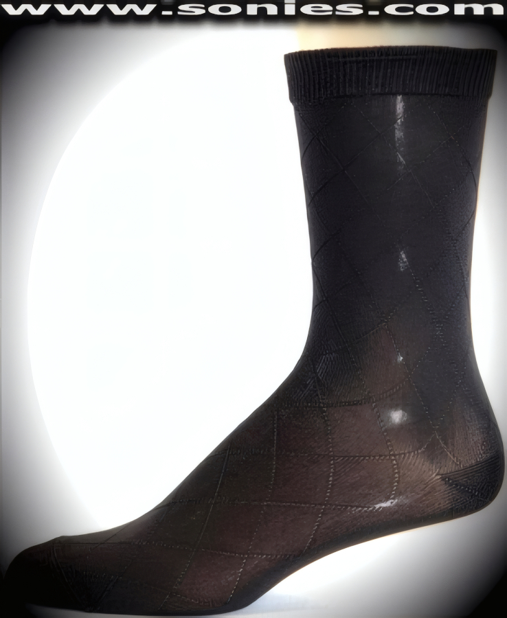 Our SC� Stretches Fine Semi Sheer Fashion Gentlemans Dress Socks with Diamond Strand Design (5% Lycra, 70% Rayon, 25% Nylon/Reinforced Toe and Heel).   Style: AL-AD01M