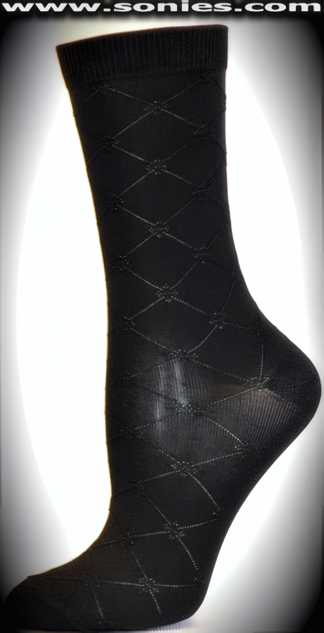 SC� Stretches Fine Semi Sheer Chic Women's Dress Socks with Diamond Strand and Snow Flake Corner Design (5% Lycra, 70% Rayon, 25% Nylon/Reinforced Toe and Heel).   Style: AL-AD03