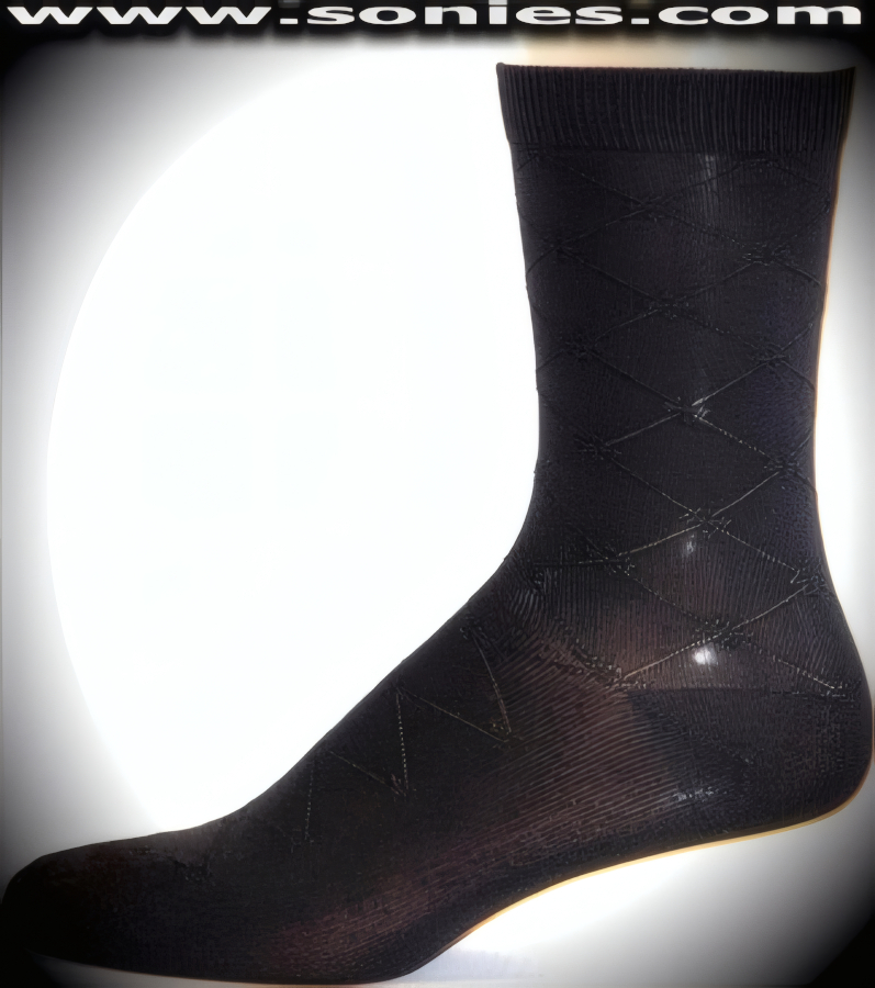 Our SC� Stretches Fine Semi Sheer Fashion Gentlemans Dress Socks with Diamond Strand and Snow Flake Corner Design (5% Lycra, 70% Rayon, 25% Nylon/Reinforced Toe and Heel).   Style: AL-AD03M