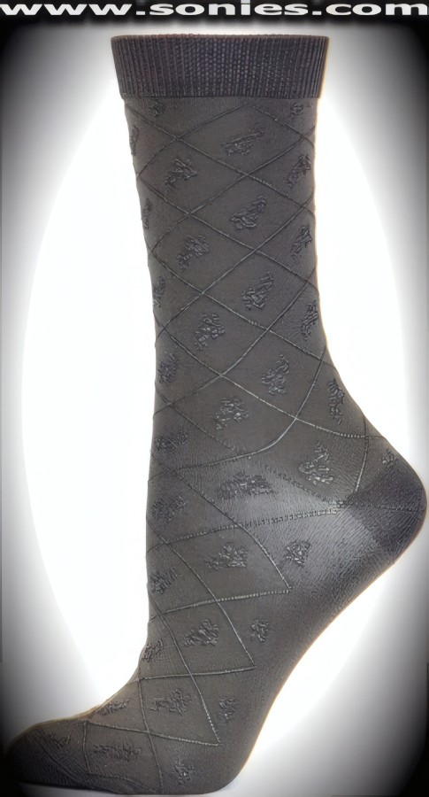 SC� Stretches Fine Semi Sheer Chic Women's Dress Socks with Diamond Strand and Flower Center Design (5% Lycra, 70% Rayon, 25% Nylon/Reinforced Toe and Heel).   Style: AL-AD06