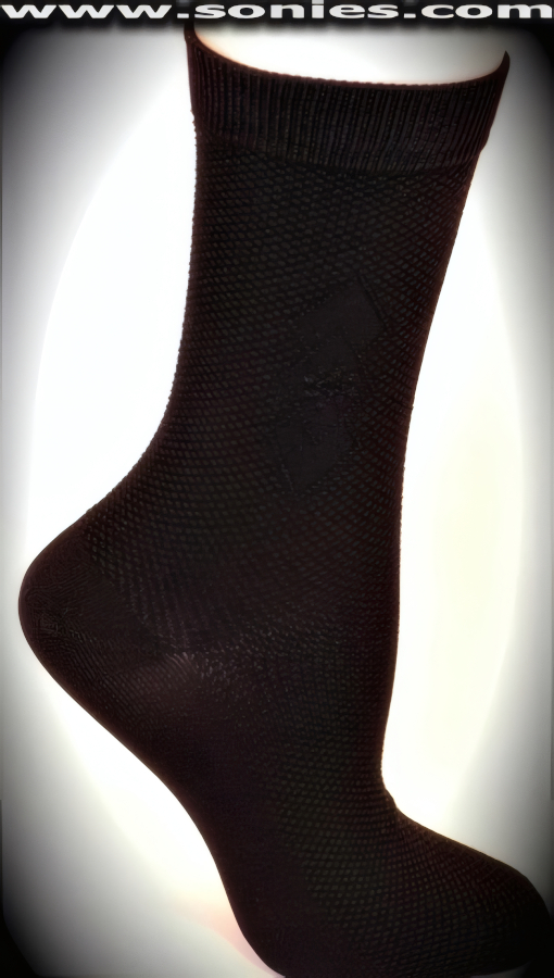 SC� Stretches Fine Semi Sheer Chic Women's Dress Socks with Three Vertical Interlocking Strand Diamonds with Flower Center and Flocking Design (5% Lycra, 70% Rayon, 25% Nylon/Reinforced Toe and Heel).   Style: AL-AD13