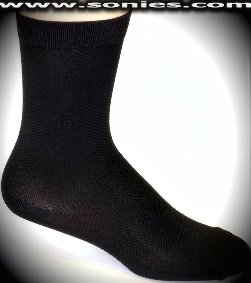 Our SC� Stretches Fine Semi Sheer Fashion Gentlemans Dress Socks with Three Vertical Interlocking Strand Diamonds with Flower Center and Flocking Design (5% Lycra, 70% Rayon, 25% Nylon/Reinforced Toe and Heel).   Style: AL-AD13M