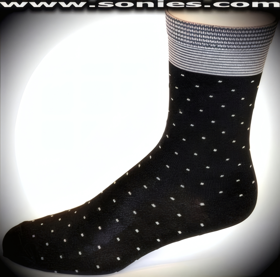Our SC� Stretches Fine Semi Sheer Fashion Gentlemans Dress Socks with Diorite Strand Design and Horizontal Striped Top Detail Finish (5% Lycra, 70% Rayon, 25% Nylon/Reinforced Toe and Heel).   Style: AL-AD14M