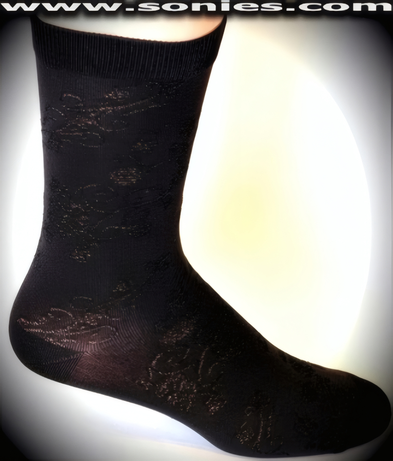 Our SC� Stretches Fine Semi Sheer Fashion Gentlemans Dress Socks with Funky Latin Floral Strand Design (5% Lycra, 70% Rayon, 25% Nylon/Reinforced Toe and Heel).   Style: AL-AD15M