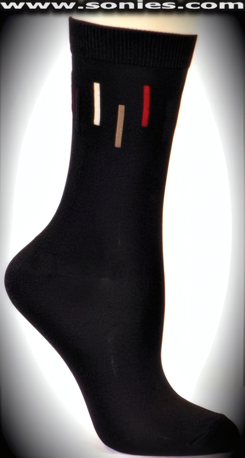 SC� Stretches Fine Semi Sheer Chic Women's Dress Socks with Contrasting Colored Vertical Scan Lines Strand Design (5% Lycra, 70% Rayon, 25% Nylon/Reinforced Toe and Heel).   Style: AL-AD23