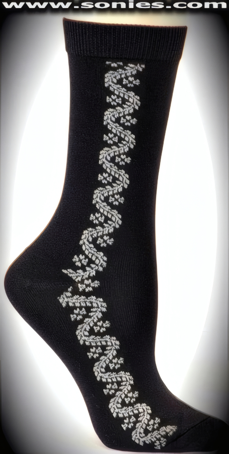 SC� Stretches Fine Semi Sheer Chic Women's Dress Socks with Whip of Xanthus Sides Strand Design Detail Finish (5% Lycra, 70% Rayon, 25% Nylon/Reinforced Toe and Heel).   Style: AL-AD24