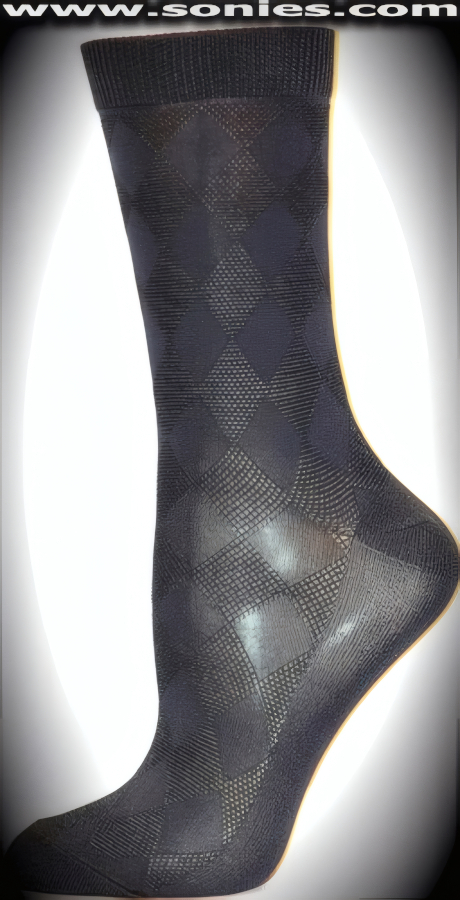SC� Stretches Fine Semi Sheer Chic Women's Dress Socks with Stucco Diamond Strand Design (5% Lycra, 70% Rayon, 25% Nylon/Reinforced Toe and Heel).   Style: AL-AD28
