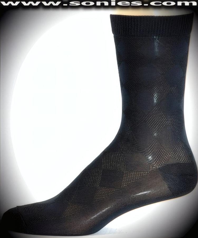 Our SC� Stretches Fine Semi Sheer Fashion Gentlemans Dress Socks with Stucco Diamond Strand Design (5% Lycra, 70% Rayon, 25% Nylon/Reinforced Toe and Heel).   Style: AL-AD28M