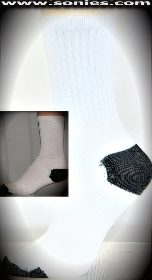 Chic Women's Athletic and Casual Soft Cotton Socks with Black Contrasting Toe and Heel (85% Cotton, 15% Poly).   Style: CA07523