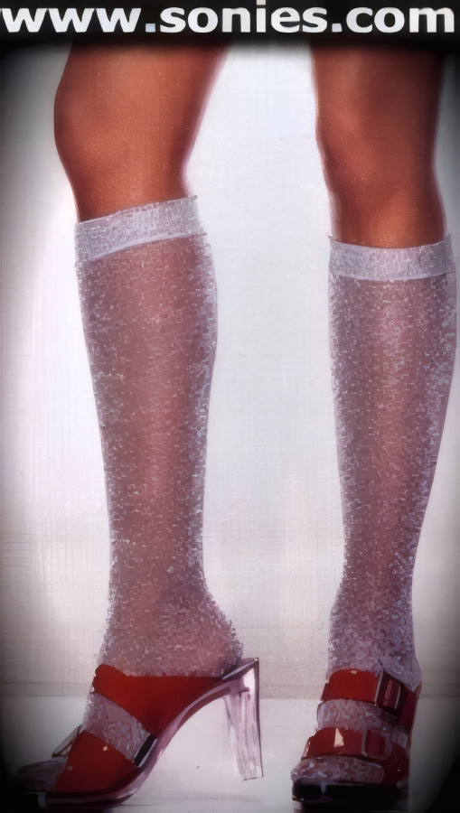 A night-out hosiery goes for the glam as you glitter with every step in these magnificent Parthenos sparkle lurex knee high stockings (50% Metallic, 50% Nylon exclusive of trim. Hand wash cold and drip dry. Do not bleach). May be worn with stiletto heel shoes to create a phenomenal look. This style is perfect for stage, life style events, pride week, monthly play parties, fetish events, adult alternative lifestyle gatherings, bachelor parties, club wear, nightclubs, dance clubs and gentleman's clubs.   Style: HOQ-5575