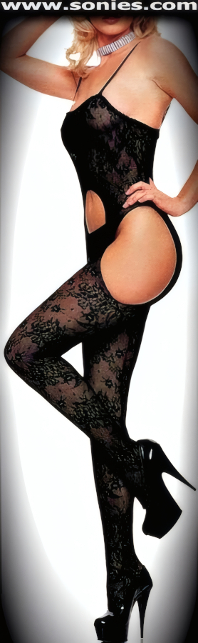 Cast a hypnotic spell in this fabulous Nora two piece stretch French floral lace set. Eye-captivating lace bodystocking with soft elasticized spaghetti shoulder straps to ensure a great fit, plus three audacious openings that leave you uncovered and free. Includes a matching G-String panty with a soft elasticized waistband and back to oblige a comfortable fit. Made from durable, run-resistant nylon (100% Nylon, exclusive of trim. Hand wash cold and drip dry. Do not bleach). This versatile bodystocking adores tracing the shape of your body and can be worn under most outfits, skirts, dresses, shorts, trousers and looks fabulous with stilettos and gloves.   Style: HOQ-8890