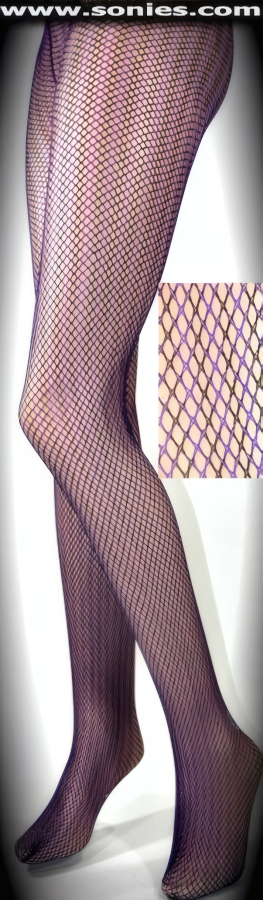 The imagination can do powerful things, so send it into overdrive wearing these ultra-sexy Beatriz black with purple two tone striped Lycra fishnet pantyhose. Crafted with a single seam and sandal foot finally. Adds a fresh new look to your wardrobe. Conforms to your curves for a sleek comfortable fit (6% Spandex, 47% Polyamid, 47% Nylon, exclusive of trim. Hand wash cold and drip dry. Do not bleach). This style is suitable for evening wear, day wear, special occasions and club wear.   Style: HOQ-9529