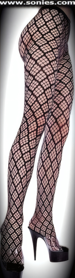Dress Overconfidently in these Fancy Seamless Open Weave Diamond Stretch Lace Pantyhose. None visible crotch to waist seam and sandal foot finally. Adds a fresh new look to your wardrobe. Conforms to your curves for a sleek comfortable fit. This style is suitable for Eveningwear, Daywear, Special Occasions and Club Wear (100% Nylon, exclusive of trim. Hand wash cold and drip dry. Do not bleach).   Style: J36