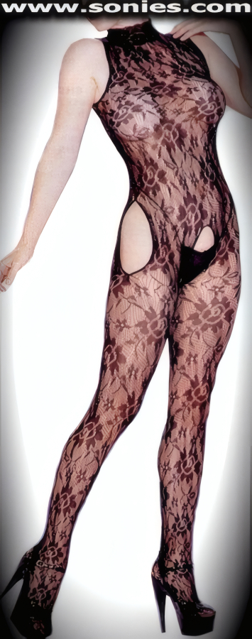 Go for classically sexy style in this magnificent Dominga sleeveless stretch flower lace bodystocking with high lace collar and snaps on back for off and on ease. Designed with three audaciously sexy openings that leave you uncovered and free (100% Nylon, exclusive of trim. Hand wash cold and drip dry. Do not bleach). This versatile bodystocking adores tracing the shape of your body and can be worn under most outfits, skirts, dresses, shorts, trousers and looks fabulous with stilettos and gloves.   Style: J4BS15H3