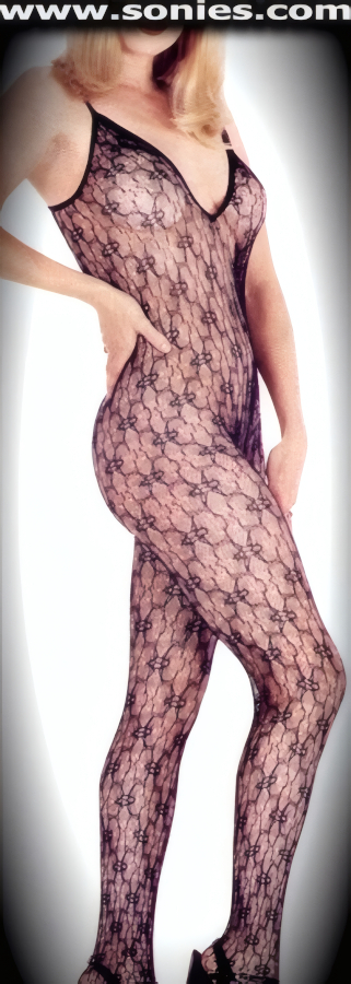 Wild and Wonderful in this Thought Provoking Sheer Stretch Victorian Lace Bodystocking. Charming V-Front Neckline with Soft Elasticized Spaghetti Shoulder Straps and Convenience Open Crotch that leaves you Uncovered and Free. Made from durable, run-resistant nylon (100% Nylon). Can be worn under most outfits, skirts, dresses, shorts, trousers and looks fabulous with stilettos and gloves.   Style: LP27BS41H