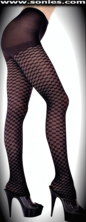 Punch-Up quite an impression in these fabulous Strophius checker pattern stretch Lycra pantyhose (21.5% Spandex, 78.5% Nylon). Single seam with sandal foot finally. These Lycra pantyhose are designed without a reinforced panty and no lined gusset, which makes this garment more comfy. Elasticized waistband can be positioned low or high on the hips. Adds a fresh new look to your wardrobe. Conforms to your curves for a sleek comfortable fit. This style is suitable for evening wear, day wear, special occasions and club wear.   Style: P141