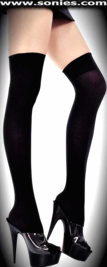 Be unremittingly fun seeking in these sexy Menoeceus opaque thigh high stockings. These feisty opaque hold-up thigh high stockings have a sandal foot finish and are sure to make every woman feel glamorous. They have an elasticized top band, which keeps them up reasonably well (100% Nylon Exclusive Of Findings). Can be worn in conjunction with your favorite garter belt. This style is suitable for evening wear, day wear, special occasions and club wear.   Style: T747