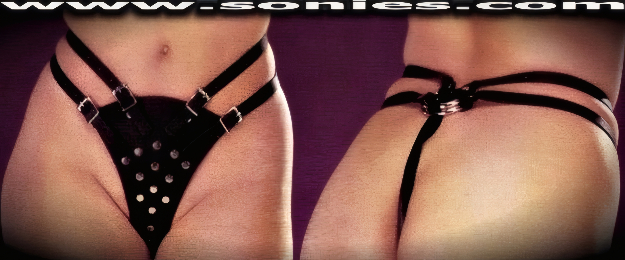 Daring, devilish and so desirably dangerous in this ladies Ultimate Dominatrix low-rise black quality genuine strapping leather G-String back panty with metal buckle down submission detailing. Fully adjustable dual waist leather belt straps with metal buckle closures that make this a truly conforming fit, plus conveys a wild and naughty intention. Crafted with an adjustable loop around double metal D-ring leather G-strap back closure for quick and secure fastening. Front is adorned by means of mercilessly sexy hand applied metal rivets that are strategically separated to create an impressive look. Not recommended for the frail hearted. It pairs beautifully with any number of risqu� leather tops. May be worn with stiletto heel shoes or boots to create a phenomenal look. This style is perfect for stage, bedroom performance, life style events, pride week, monthly play parties, fetish events, adult alternative lifestyle gatherings, bachelor parties, club wear, nightclubs, dance clubs and gentleman's clubs.   Style: 47BFC