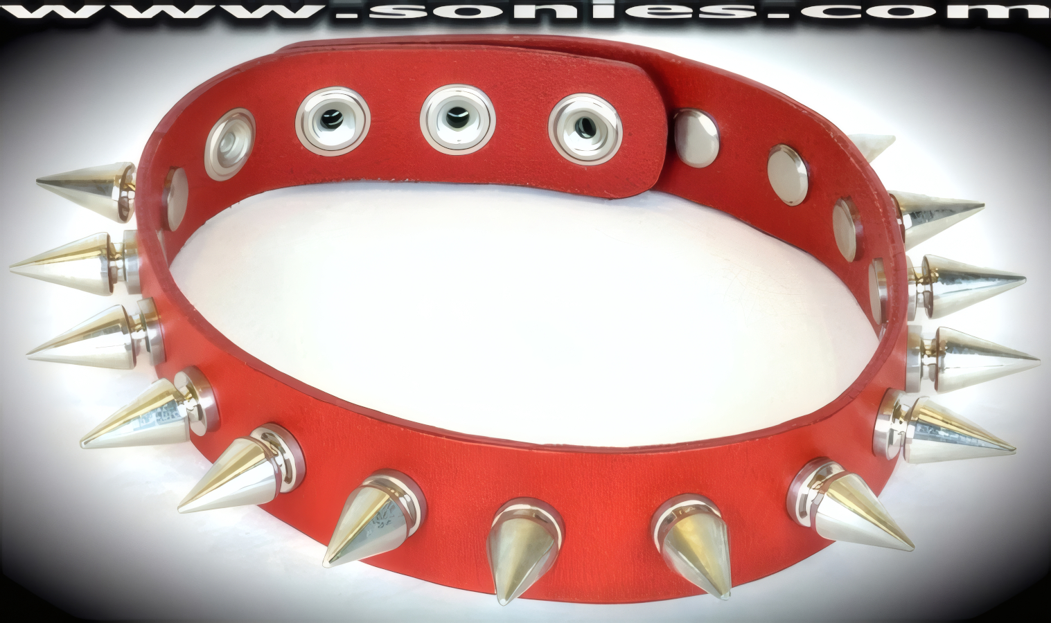 A passionate blend with prevailing appeal in this Dachstein quality �-inch wide leather collar with a single row of �-inch long screw on metal spikes and adjustable metal snaps closure (Sold as adult novelty only. This item may not be legal in your state or country therefore it is your obligation to check local and state laws before ordering). This style is perfect for stage, life style events, pride week, monthly play parties, fetish events and adult alternative lifestyle gatherings.   Style: LC-SPIKE1