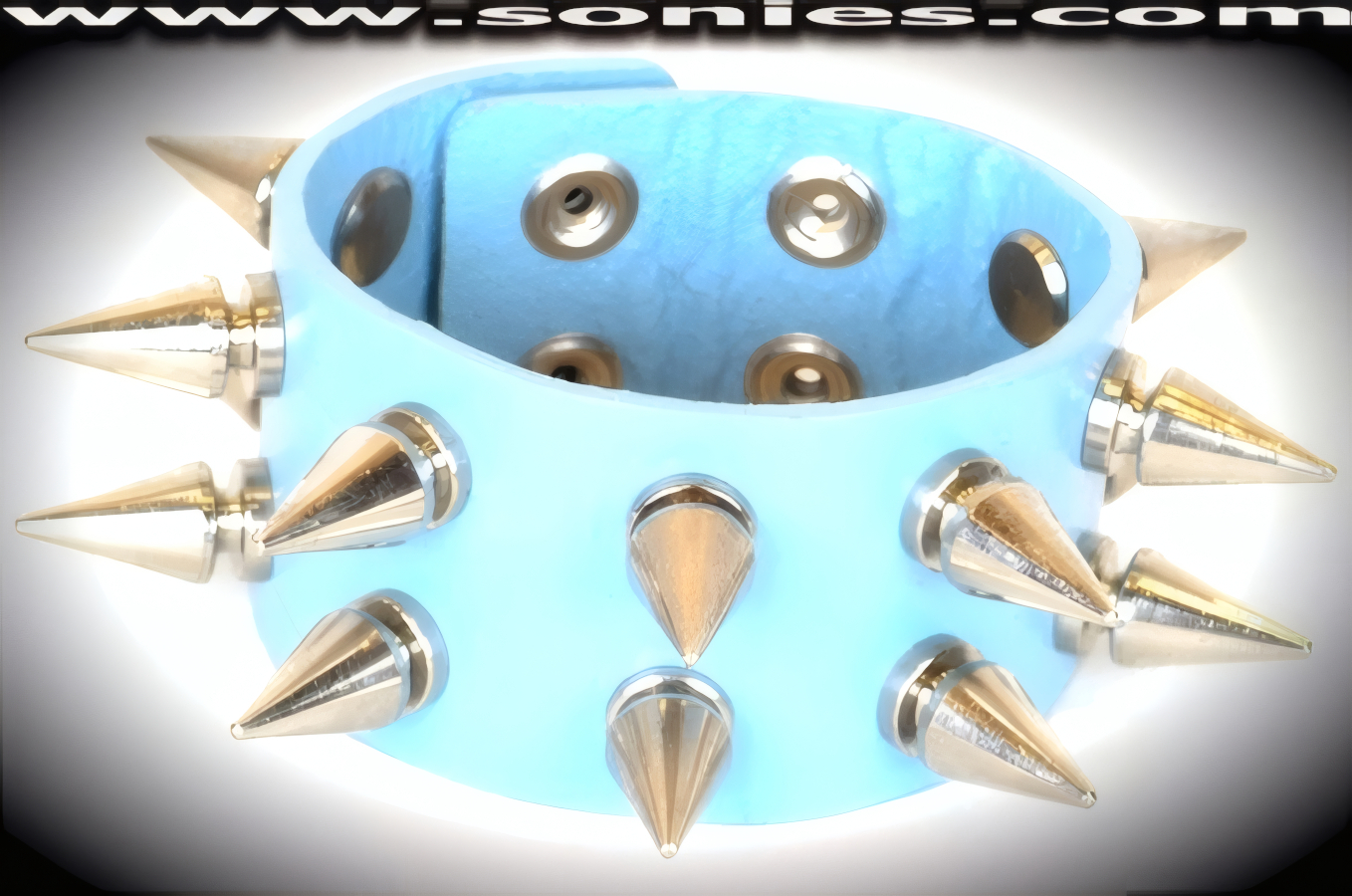 Attention Captivating in this Allalihorn leather wristband. A perfect accessory to add a little unconventional styling to your wardrobe. This quality piece is crafted from genuine leather and features bold metal spikes. 1�-inch wide leather with 2 rows of �-inch long screw on metal spikes and adjustable metal snaps closure (Sold as adult novelty only. This item may not be legal in your state or country therefore it is your obligation to check local and state laws before ordering). This style is perfect for stage, life style events, pride week, monthly play parties, fetish events and adult alternative lifestyle gatherings.   Style: LC-SPIKE2