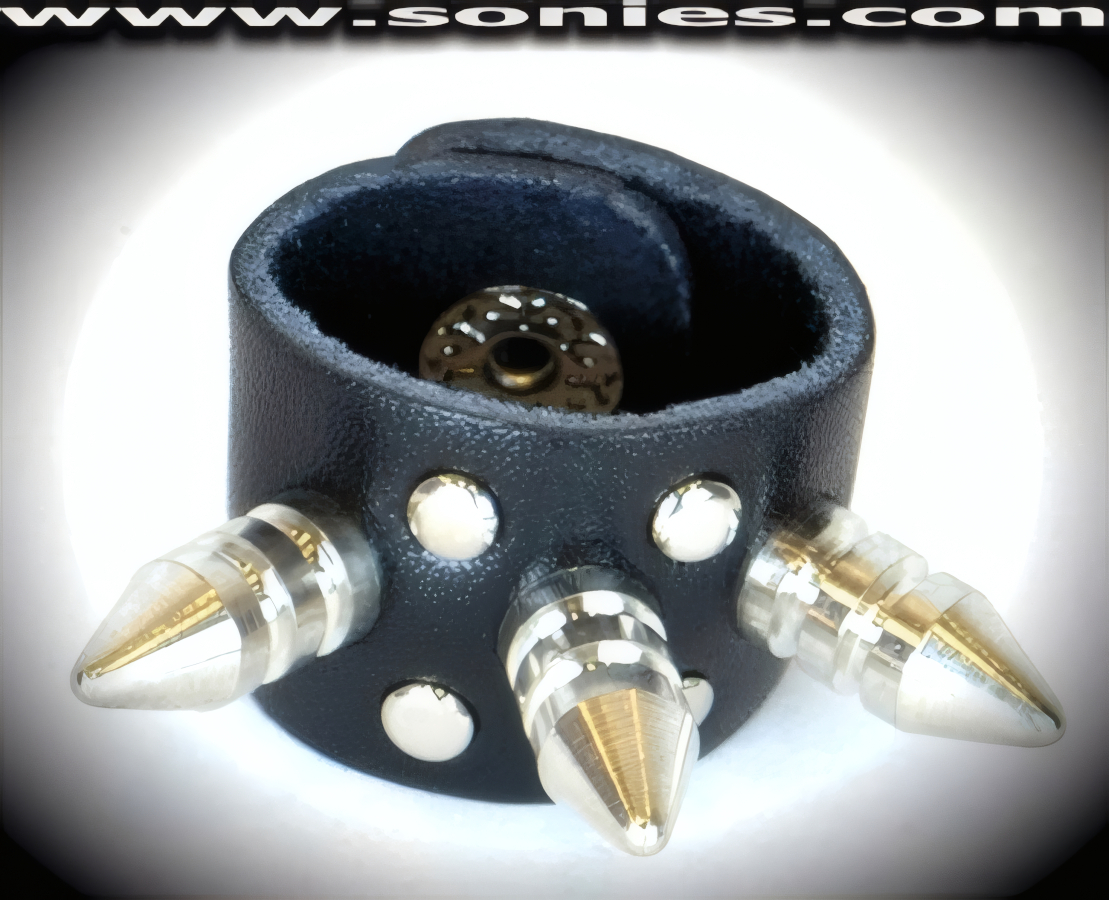 Leather and Three Metal Spikes Finger Ring with Metal Rivet Detailing and Snap Closure (Sold as adult novelty only. This item may not be legal in your state or Country therefore it is your obligation to check local and state laws before ordering).   Style: WR002
