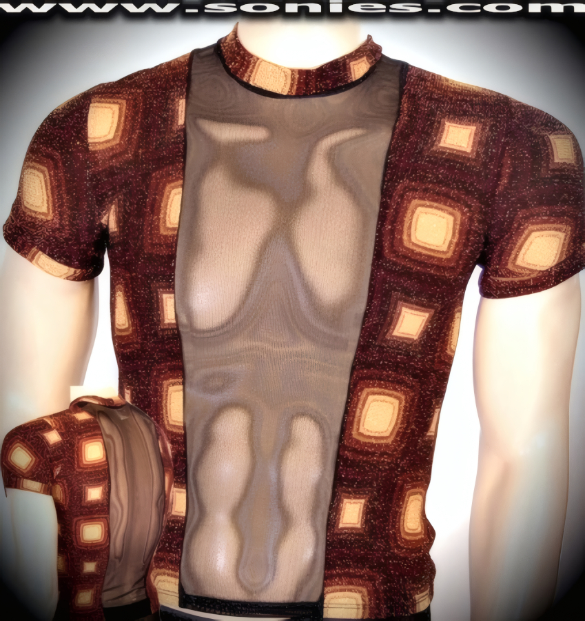 Men's Warwick the Kingmaker Python Foil Stretch Slinky Lycra Crewneck Dance Wear Muscle Tee (15% Lycra, 85% Nylon).   Style: 100-128G