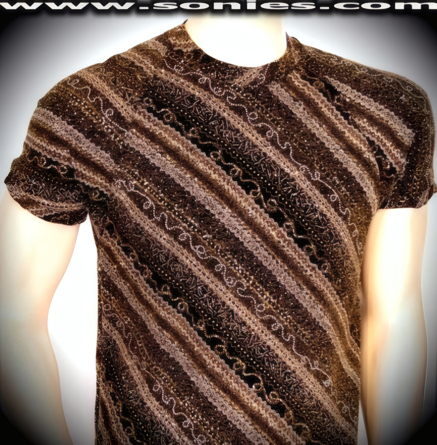 Men's Crowd Mesmerizing Capaneus Aztec Glitter Textured Stretch Slinky Lycra Sculpted Short Sleeved Dance Wear Crewneck Tee (15% Lycra, 85% Nylon).   Style: 100-128H